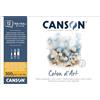 Canson Coton D'Art, Carta per acquerello, grana fine, 300 g/m², blocco incollato sul lato lungo, 10,5 x 15,5 cm, bianco naturale, 12 fogli