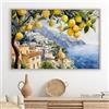 GADZRTIL Stampa artistica da parete con albero di limone, paesaggio sulla spiaggia, arte da parete costiera italiana, stampa artistica vintage con limoni, immagine sulla spiaggia italiana, opera d'arte sul