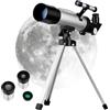 JOINPAYA Telescopio Astronomico con Treppiede Regolabile, Ingrandimento 18x/27x/60x/90x, Obiettivo 50mm, H6 Mm e Mm, Argento, per Adulti, Osservazione Stellare