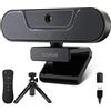 saylas Webcam 4K con microfoni, fotocamera PC USB con altoparlante e 4 microfoni, telecomando, zoom digitale, autofocus, supporto, webcam plug & play con protezione della privacy e telecamera di