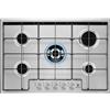 Electrolux Piano Cottura a Gas Serie 300, EGS7534X2, 75 cm, 5 Fuochi con Bruciatore WOK Multicorona, Acciaio Inox, Griglie Smaltate, Manopole Inox, SicurGas, Installazione Sopratop