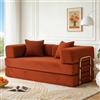 Vipbear Divano letto senza ossa, 160 cm, corda premium, futon 5-in-1 con 2 cuscini in memory foam per piccoli spazi, arancione