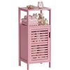 HITNET Piccolo Mobiletto Bagno Bambu, Armadietto Autoportante Rosa | Mobile Bagno a Terra, Armadio Bagno Basso Salvaspazio con Ripiano Aperto per Soggiorno, Cucina, Corridoio