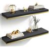 Gronda Mensola da parete nera, grande, in metallo, per decorazione, set da 2 pezzi, moderna, per cucina, bagno, proiettore, soggiorno, ufficio