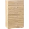 Totò Piccinni Cassettiera in Legno 6 Cassetti comò design moderno ideale per camera e soggiorno (Rovere)
