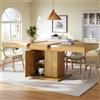 Kebnor Tavolo da pranzo allungabile con spazio integrato 140-180 cm, ante verticali scanalate, ripiani rimovibili (rovere chiaro)