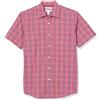 Amazon Essentials Camicia in Popeline a Maniche Corte Regular Fit Uomo, Rosso Slavato Motivo Scozzese, XL