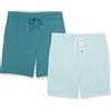 Amazon Essentials Pantaloncini da Pigiama Lunghi in Jersey di Cotone Uomo, Confezione da 2, Blu Ghiaccio/Verde Turchese Scuro, XL