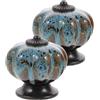 HAMPPLIES Pomelli Vintage Blu in Ceramica, 2 Pezzi, Foro Singolo | Porte e Mobili, Viti Incluse, Finitura Liscia, Stile Delicato per Restyling Rapido