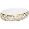 vidaXL Lavabo da Appoggio Bianco e Oro Ovale 59x40x15 cm Ceramica