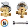 ZAKSEM Miscelatore Termostatico Rubinetto Doccia, 2/3/4 Via Ottone Miscelatore Cabina Doccia Filettatura/Intubazione Aves Cartuccia In Ceramica, Per Cabina O Hammam, G1/2 Screw 3 Way