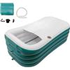 Zoobotanica Vasca da bagno gonfiabile, pieghevole, schienale ergonomico, in PVC, con copertura e pompa per adulti e doccia, 152 x 84 x 52 cm (verde ecologico)