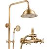 Auralum Colonna Doccia in Ottone Oro Vintage con Miscelatore Doccia Esterno