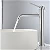 Detbom Miscelatore Lavabo Alto, DETBOM Rubinetto Monocomando Bagno Argento | Rubinetti Lavabo da Appoggio per Calda e Fredda Regolabile, Miscelatore Aeratore a Risparmio Idrico, Argento Spazzolato