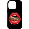 Red Lips Leopard Tongue Retro Fashion Gr Custodia per iPhone 14 Pro Stile vintage con stampa animalier e labbra rosse
