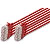 Digitus Cavo LAN Cat 6A - 5 m - 10 pezzi - Slim - F/FTP - Rosso | 10 Gbit/s - Schermato - PoE+ - AWG 32/7 - LSZH - Cavo di rete RJ45 - Compatibile con Cat 6 e Cat 7