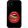 Red Lips Leopard Tongue Retro Fashion Gr Custodia per iPhone 11 Stile vintage con stampa animalier e labbra rosse