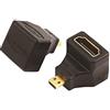 PremiumCord Kphdma-24 - Adattatore da HDMI A a Micro HDMI, Femmina a Maschio a Maschio con Angolo retto di 90°, per Full HD 1080p, 3D, Colore Nero, connettori Dorati