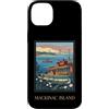 Mackinac Island Travel Art Studio Custodia per iPhone 14 Plus Mackinac Island Michigan Grandi Laghi Vintage Retro Art