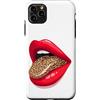 Red Lips Leopard Tongue Wild Retro Fashi Custodia per iPhone 11 Pro Max Stampa grafica vintage con labbra rosse e lingua leopardata