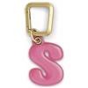 UNTAGS - Charm Lettera S - Materiale Effetto Pelle - Ciondolo per Smartphone, Portachiavi con Moschettone in Metallo Colore Oro Incluso - Rosa