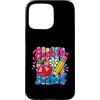 Happy Pencil Club Custodia per iPhone 15 Pro Max Carino ritorno a scuola Apple zaino libri matite forniture