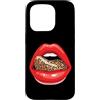 Red Lips Leopard Tongue Retro Fashion Gr Custodia per iPhone 15 Pro Stile vintage con stampa animalier e labbra rosse