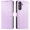 JUNETOP Cover per Samsung Galaxy A37/A36 5G con Vetro Temperato, Lilla | Custodia a Libro in Pelle Sintetica