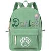 kaululu Zaino Asilo Personalizzato in Velluto Coste per Bambini - Piccoli Zainetto Scuola per Bambino con Nome Ricamato, Ideale per Asilo Gite in Campeggio 3-8 Anni (Verde)
