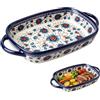 Halorin Pirofila piccola da 730 ml, in ceramica, rettangolare, con manici, per lasagne, sformati e tiramisu, per forno a microonde, 23,5 x 13 x 5 cm