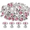 QUARKZMAN 60 Set Rivetti Cavi Strass, 9mm Piedini per Borse Cristallo Stud Borchie Rapido a Doppio Tappo per Artigianato Pelle Fai Da Te Tessuto Abbigliamento Cinture Borse, Rosa