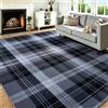 Generic Tappeto per soggiorno, classico, industriale, casual, scozzese, per camera da letto, 160 x 230 cm, nero, morbido, a pelo corto, antiscivolo, lavabile, per sala da pranzo, corridoio, ufficio e casa