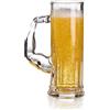 Shyllin Boccale Birra Palestra, Boccale da Birra in Vetro 570 ml, Trasparente, Robusto Manico in Metallo, Base Rinforzata, Tradizionale Bavarese, Oktoberfest