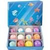 Ruwshuuk Bath Salt Balls,12 Pezzi Set Tema Animali Marini con Interna | Palline da Bagno con Giocattolo Nascosto | per Bambine Ragazze Prescolari Piscina Spiaggia Acquatico Casa Viaggio