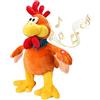 SUPYINI Giocattolo musicale a forma di pollo urlante, 38,1 cm, pollo pazzo di Pasqua in peluche con grande pettine rosso e coda, gallo canto, giocattolo di peluche elettronico interattivo