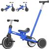 KORIMEFA Triciclo Bambini 1 anno con barra di spinta, triciclo per bambini 5 in 1 da 1 a 3 anni, sedile regolabile, pedali rimovibili, Bicicletta per Bimba e Bimbo (blu)