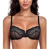 Lemorosy Reggiseno Balconcino Push up per Donna Sexy Fiori di Pizzo con Ferretto