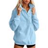KBOPLEMQ Felpa da donna, per autunno e inverno, con bottoni, tinta unita, colori assortiti, a maniche lunghe, girocollo, elegante, casual, da lavoro, O azzurro, M