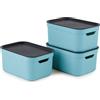 Rotho Set di 3 scatole decorative con coperchio A5 JIVE, colore: turchese