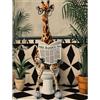 CLYCTIP Diamond Painting Kit per adulti, kit di pittura con diamanti per adulti, simpatica giraffa sulla toilette, animale, pittura artistica, 30 x 40 cm