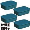 CNKHDZ Set da 4 contenitori con coperchio, contenitori impilabili con coperchio, contenitori in plastica per scaffali, cucina e bagno (Blu, 25.5 * 18 * 7.7cm)