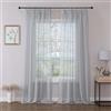 Joydeco Tende per Interni in Voile con Fettuccia 2 Pezzi L 140 X A 260 CM, Tenda Semitrasparenti Ideali per Camera da Letto e Soggiorno Finestra Moderne, Grigio Blu