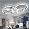 ycwdcz Plafoniera con Ventilatore da Soffitto Compatibile con Alexa, Google Assistant, Anelli Lampadario Led con Ventilatore da Soffitto, Dimmerabile, Motore DC, Ventola Soffitto con Luce