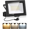Litglobe 50W Faretto LED da Esterno con 1.5M Spina,3000K/4500K/6500K Faretti LED Esterno,5000LM Potenti Faro con Memoria,Impermeabile IP66 Faretti per Patio Garage