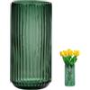 TEUYOE Vaso di vetro verde ispessito di alta qualità, vaso da fiori in vetro a coste per vasi rustici, vaso decorativo moderno per fiori, vasi per decorazione, ideale per mensole, soggiorno, tavolo