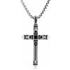FREELANCE JW COLLANA UOMO BIKER CON CROCE GOTICA E TESCHI IN ACCIAIO INOSSIDABILE - ARGENTO/ACCIAIO