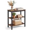 Relaxdays Tavolino, 2 ripiani, design industriale, marrone/nero | HxLxP: 61x60x30 cm, soggiorno