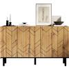 Azkoeesy Credenza Multiuso 120x35x70 cm per Cucina e Soggiorno, Effetto Legno Vintage, Piedi in Metallo Nero Robusti, Ante ad Apertura a Pressione, Mobile TV e Buffet per Sala da Pranzo