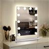 TUREWELL Hollywood - Specchio da trucco con luci, grande specchio illuminato con luce a 3 colori e 12 lampadine a LED dimmerabili, schermo touch intelligente e rotazione di 360 gradi