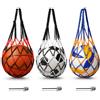 GHPKOTW GHPKTOW 3 Pezzo Borsa per Palloni, Borsa da Calcio in Rete, Borsa per Pallone, Rete Portatile per Palloni, Grande Borsa a Rete per calcio, pallacanestro, pallavolo, rugby, pallamano